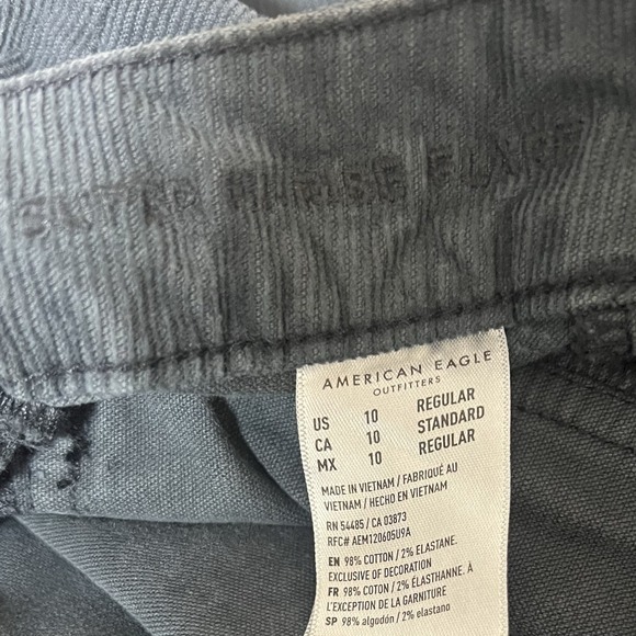 American Eagle Pants Womens 10 Gray Corduroy Flare Super High Rise Button Fly - Picture 8 of 13